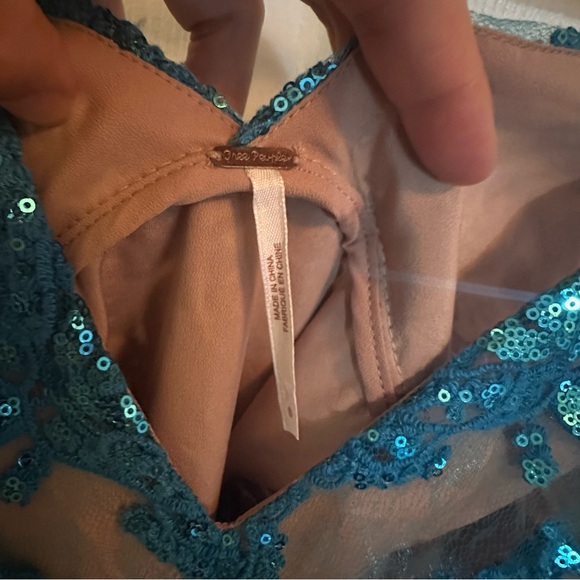 Free People Night Shimmers sequin mini dress aqua size 0 - Picture 5 of 5